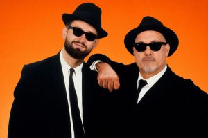 Dan Vladar and Rick Tocchet dressed as the Blues Brothers