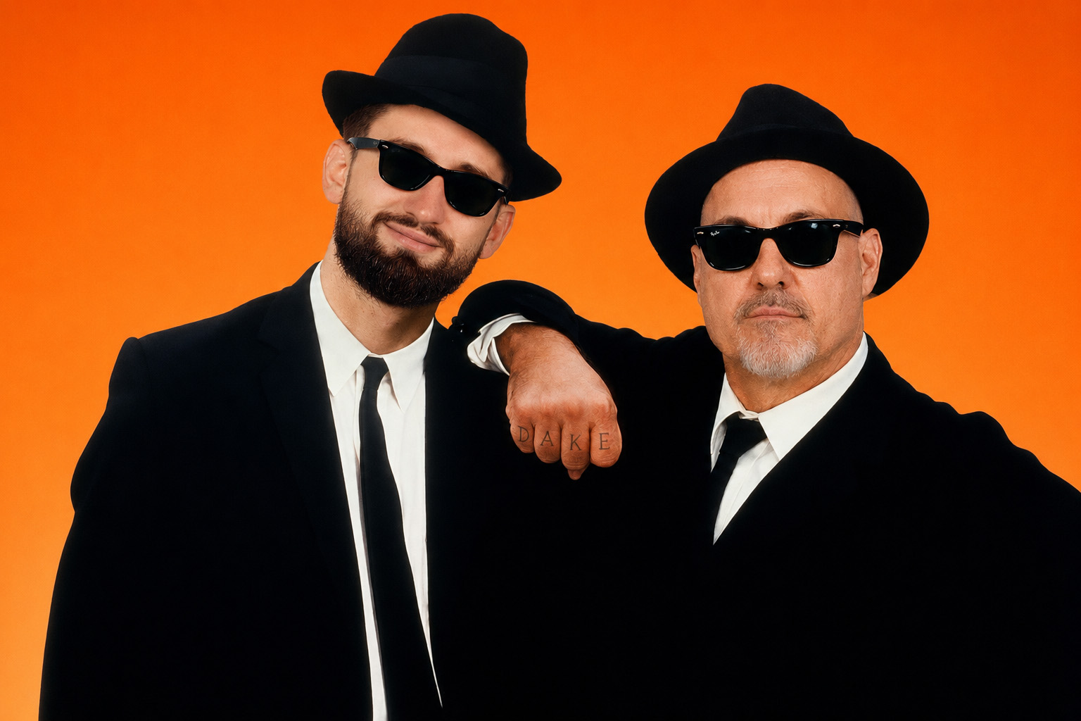 Dan Vladar and Rick Tocchet dressed as the Blues Brothers